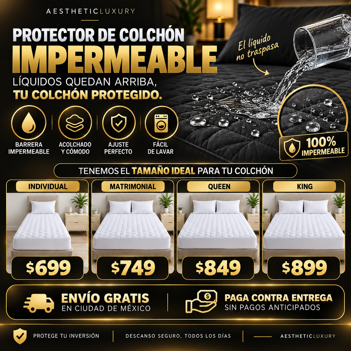 cubre colchón impermeable