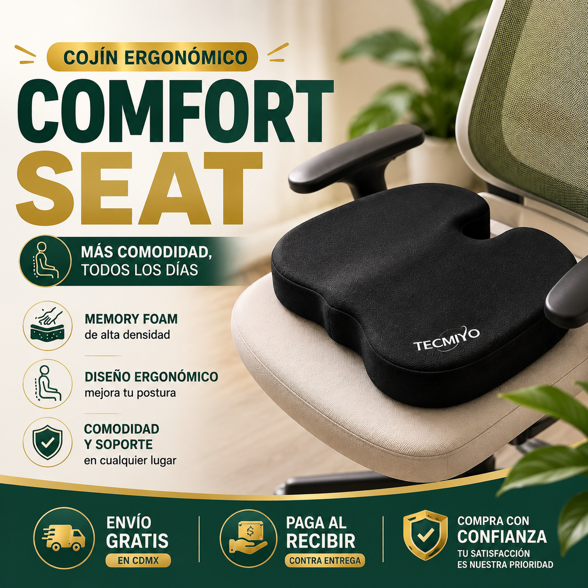 Cojín Ergonómico ComfortSeat™ – Comodidad Todo el Día