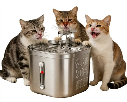 Fuente gatos acero inoxidable