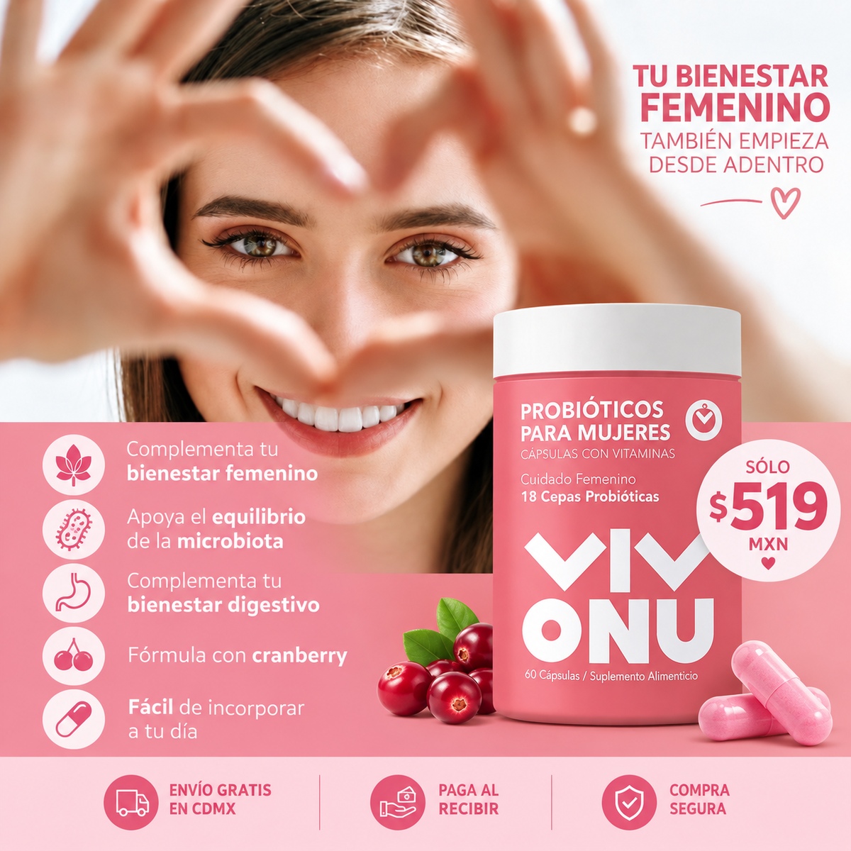 Vivonu Probióticos Mujer-60 Cápsulas